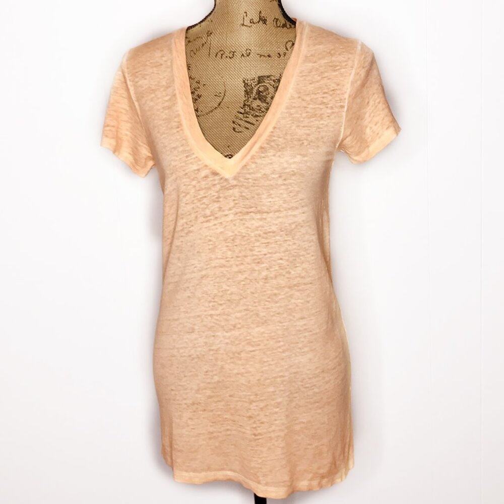 J.Crew Size Small 100% Linen V-Neck Slub Knit Tee Tunic -Space Dye